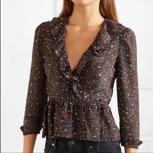 MADEWELL Silk Ruffle Wrap Top